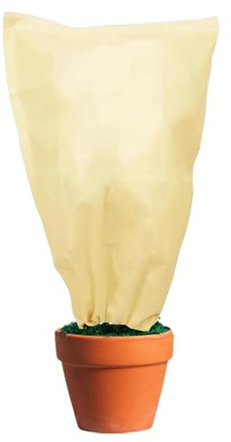 WAIMDIKUL Pflanzenschutz-Winter,Winterschutz für Pflanzen,Frostschutz Pflanzen Winterschutz für KüBelpflanzen 80g/m² Vliesstoff Mit ReißVerschluss Zugband 120x140cm (Beige)