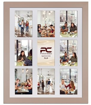 Procut Global 20x16 Rose Gold Photo Frames for Multiple Pictures with White Mount To Fit (9x) 6x4 Multi Apertures - Wall Hanging Collage Frame Ideal for Friends & Family Memories