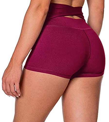 Pvucpot - Shorts de Sport pour Femmes - Taille Haute - Rouge - M - Sport: Course à Pied, Yoga - Femme, Sportive, Fitness Enthusiast - Short Athletic