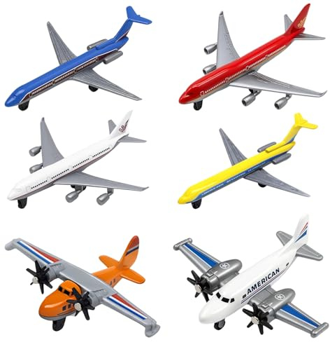 QhgPnt Aeroplane Toys For Kids, 6 Pack Diecast Airplane Toys, Alloy Planes Model Set, Outdoor & Indoor Play, For Boys & Girls, Size 4.13 * 2.67 Inches