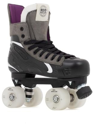 Rio Roller Flow Hockey Skates, Black UK 11A / EU 46, Perfect for Cruising or Jamming, Created with Recycled Materials and Featuring Smooth Flow Wheels, TPR Stoppers and Jam Plugs Included