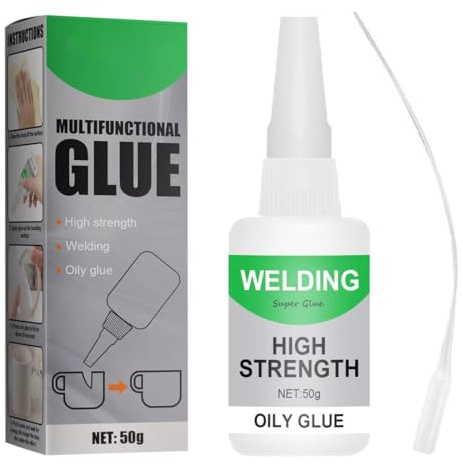 YUPZAR 2 Pezzi Colla Forte Istantanea, Colla Ad Olio Ad Alta Resistenza per Plastica, Vetro, Lgno, Pietra, Artigianato Fai Da Tte, Molti Altri Materiali, 50g