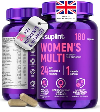 Multivitaminas Mujer Alta Potencia – Complejo A-Z con Vitamina B6, Hierro, Zinc y Vitex – 180 Cápsulas Veganas – Multivitamínico Mujer Completo con Vitaminas y Minerales