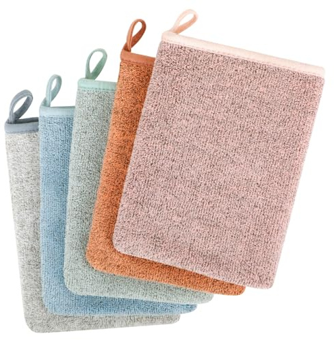 COZYMIRE Gant de Toilette Microfibre Coton pour Bebe et Enfant - Gants de Toilette Microfibre Serviette Visage Réutilisable 5 Pièces-018