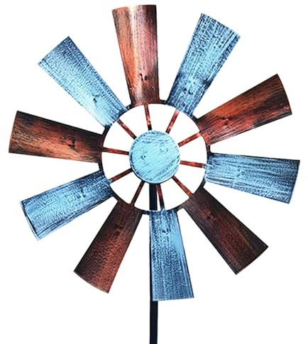 Molino de Viento para Patio, Spinner de Viento de Metal de 28, 7x9, 5 Pulgadas, Escultura de jardín Vintage Impermeable para Patio, césped (Estilo 2)