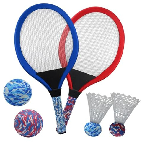 Juego de bádminton, Juego de Paleta con Volantes y Pelotas de Tenis, Juegos de césped con paletas de Gran tamaño, Kit de Paleta de bádminton para 2 Jugadores para Patio Trasero, Playa y Familia