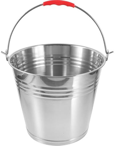 Seau Argenté en Chevaux Nourriture Acier à Inoxydable 10l | Usage Polyvalent, Nettoyage Facile, pour Poulain et Cheval, Conteneur à Aliments Ferme