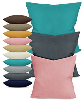 npluseins 2er Pack Kissenhüllen - zeitlos und elegant in Wildleder Optik 1170.1524, ca. 40 x 40 cm, Silber