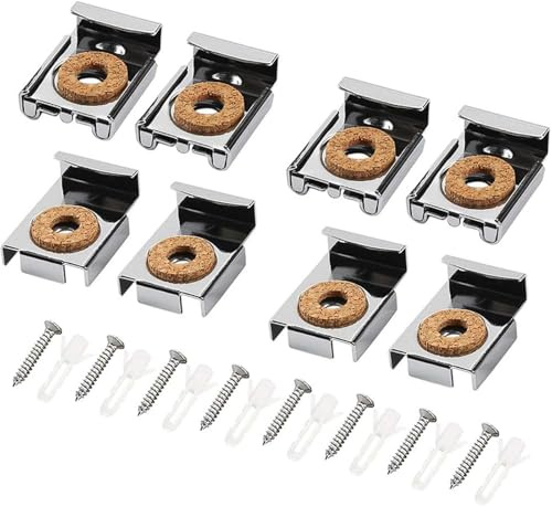 FYSL 8 Piezas Clips de Montaje de Espejo sin Marco Clips de Espejo de Metal con Resorte,Soportes de Espejos con Tacos y Tornillos