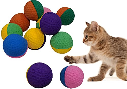 SHUYUE 12 Pack Pet Ball Foam Sponge Cat Toy Soft Bouncy Noise Free (12pcs Pet Foam Sponge)