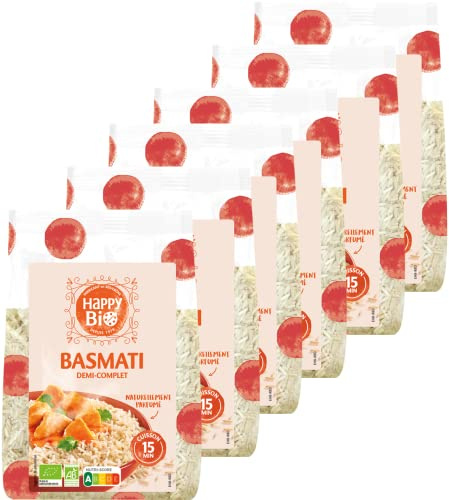 HAPPY BIO Riz Basmati semi-complet 500G