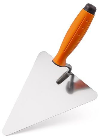 Mivos Truelle Triangulaire de Maçon 180 mm - Forme de Berlin - Acier Inoxydable - Poignée Souple - Spatule de Plâtre pour Travaux de Maçonnerie et de Construction - Made in EU
