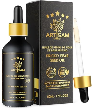 Best Anti-ageing Oil, Organic Prickly Pear Seed Oil │ Top 1 Anti-wrinkle and Concealer Treatment │ Cold-pressed, Certified 100% Pure and Natural Organic │ Extra Virgin, Vegan (50 ml)