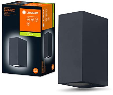 LEDVANCE ENDURA Classic Square Updown Außen-Wandleuchte, schwarz, GU10-Sockel (max 35W), kann mit einfacher oder smarter Lampe bestückt werden, Down oder Up/Down Leuchtenvariante, Schutzklasse IP44