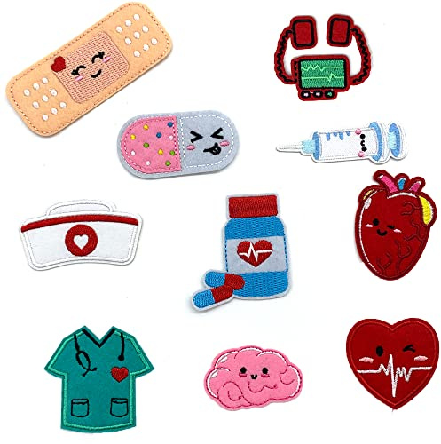 DHER Ecussons en tissu brodé Ecusson Thermocollant Enfant Patchs à repasser enfants 10 pièces patch tissu brodé de Styles mignons, patch Styles mignons de vêtements