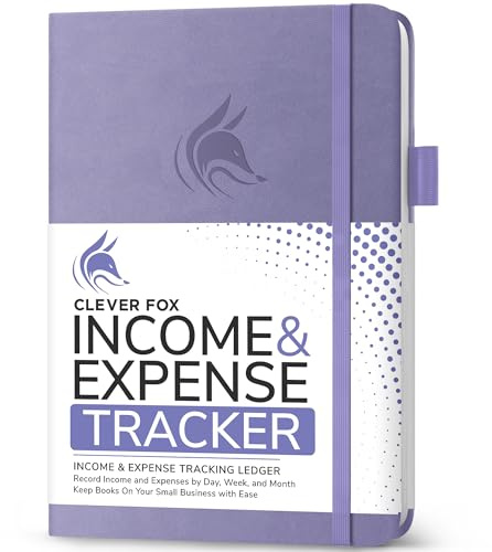 Clever Fox Income & Expense Tracker, Business Ledger 15 x 21cm Lavender | Bookkeeping & accounting notebook, Finance record log book, Budget planner & monthly bill organizer, Small business supplies