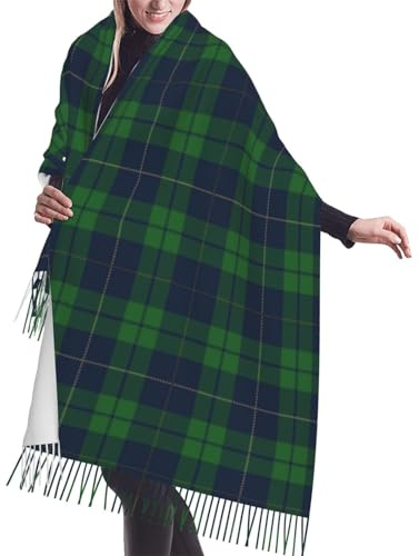 Sciarpa, Blu Verde Tartan Scozzese Tessuto Scozzese Vecchio, Sciarpa con Frange Unisex Grandi Scialli Caldi e Morbidi al tatto in Cashmere 196x68 cm