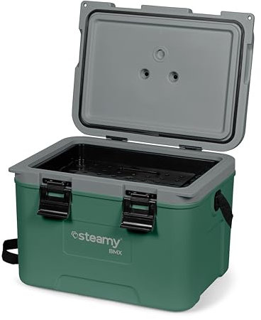 Steamy BMX 21, Kühlbox speziell für den BAU Inklusive Trennwand und Einlegeschale, 21 Liter, Grün, Groen