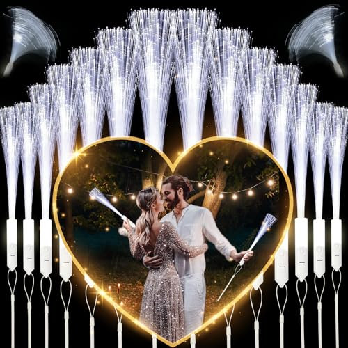 YeahBoom 36 Pezzi Bacchetta in Fibra Ottica LED,Bastoncini Luminosi a LED,Bacchette in Fibra Luminosa,Bacchette Luminose,Luminosa Bacchette Fibra,Bacchetta LED, Ideale per Natale,Concerti,Compleanni