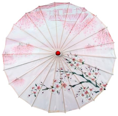 OAJABBGE MultiPurpose Bamboos Silk Umbrella Decorative Parasol For Traditional Celebration And Everyday Use 82cm Diameter