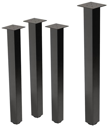 ML-Design 4er Set Tischbeine I-Design 90 cm, Dunkelgrau, Optik Industrial, Stahl pulverbeschichtet, Profil 8x8 cm, Höhenverstellbare Möbelfüße, Möbelbeine für Konsolentisch, Schreibtisch, Arbeitstisch