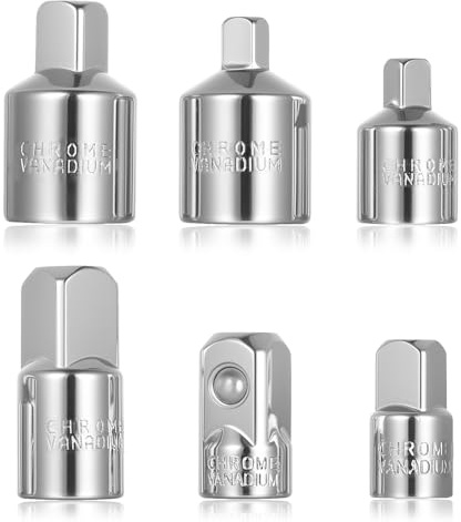 6 Piezas Adaptador de Carraca de Llave de Vaso, Adaptador 3/8 1/2 1/4, Adaptadores de de Tubo,es de Enchufe, Adaptador Carraca para Llave de Tubo de Trinquete & Tuerca de Trinquete