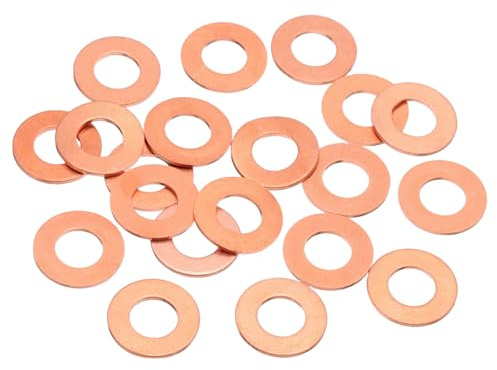 QUARKZMAN 20Pcs Rondelles Plates Cuivre M8, 8x16x1mm Rondelle Plate Cuivre Amelioree Joint D'Etancheite Metrique Ecrasables Pour Raccords Hydrauliques Boulons Ecrous Reparation