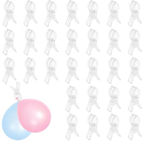 30 st ballongbågeklämmor, transparenta ballongirlanger, 5,2 cm öppning, robusta klämmor för ballongbågar, bröllop, födelsedag, diskreta fjädergirlangklämmor för fotografering, dekoration