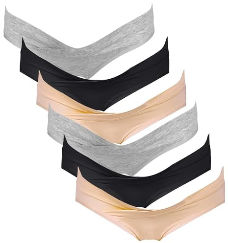 Intimate Portal Culotte Grossesse Bikinis Croisés Maternité Coton Lot de 6 | Elastique Slip Maternité Coupe Croisée en V, Sans Pression, Bikini Basse Taille Coton Doux Future Maman, Post Accouchement