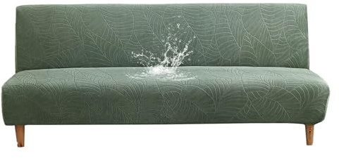 Lövmönstrat Futonöverdrag, Vattenavvisande Stretchöverdrag For Bäddsoffor(Green,Large)