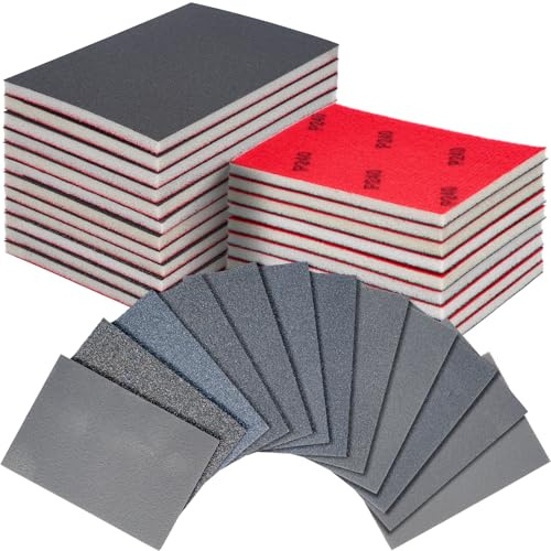 24 Pezzi Spugna Abrasive, 80-3000 Grana Carta Abrasivi Lavabili e Riutilizzabili, Carta Vetrata per Legno, Muro, Metallo, Carrozzeria, Plastica