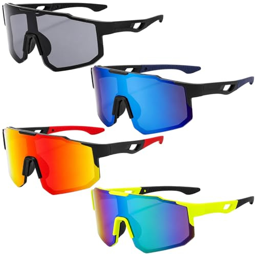 Cycling Glasses, 4 PCS Polarized Running Glasses for Men Women, Lightweight Durable Design Sun Glasses, UV Protection Safety Goggles for Cycling Running Baseball Golf Bicycle Motorbike Driving Fishing