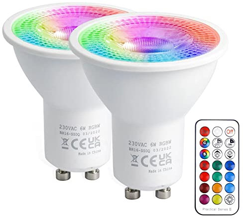 VARICART Lampadina LED GU10, 5W Lampadine LED Colorate 12 Colori Faretto LED RGB, Dimmerabile con Telecomando, Luce Bianco Freddo 6000K, 50W Equiv. per decorazione della casa (confezione da 2)
