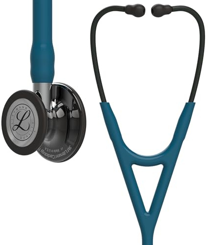 3M Littmann Cardiology IV Stethoskop für die Diagnose, 6234, hochglänzendes, Smoke-Finish Bruststück, karibikblauer Schlauch, hochglanzpolierter Schlauchanschluss und rauchfarbene Ohrbügel, 69 cm