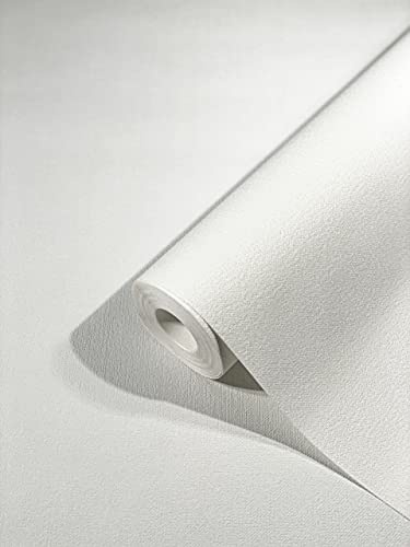 marburg Tapete weiß Uni HAILEY für Wohnzimmer, Schlafzimmer oder Küche Made in Germany 10,05m x 0,53m Premium Vliestapete 82239
