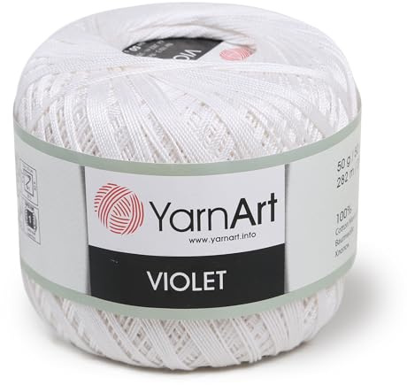 1 Skein GarnArt Violett, 100 % merceriserat bomullsgarn trådar virkad spets handstickning garn broderi konst hantverk (vit 003)