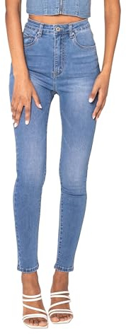 Nina Carter P190 Jean coupe skinny pour femme, taille extra haute, aspect usé, M