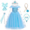 LOBTY Mädchen ELSA Prinzessin Kleid mit Accessoires Schneekönigin Verkleidung Kinder Prinzessin Kleid Geburtstag Weihnachten Party Halloween Karneval Cosplay Kostüm