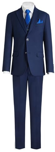 Boys Navy Blue Suit Kids Tuxedo Regular Fit 5 Pieces Toddler Formal Suit Outfit Set for Wedding Easter Ring Bearer Graduations First Communion Christmas Church Event (Navy Blue, Size 2)