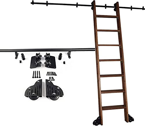 Kit d'échelle coulissante pour bibliothèque roulante pour échelle de bibliothèque Rails coulissants Robustes Échelles roulantes (sans échelle) (Kit de Rails de 100 cm)