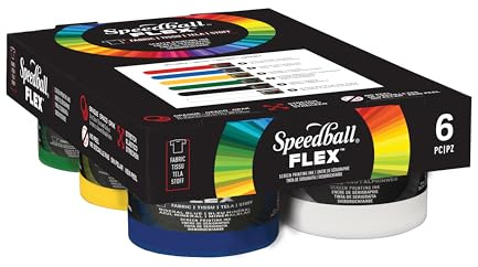 Speedball Flex Screen Printing Fabric Ink 6 Colour Set 4oz, for Home Decor, Bags, T Shirt, Essential for Artists Craft Kit