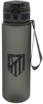CYPBRANDS Atlético de Madrid, Botella de Agua, Botella Deportiva, Cantimplora, Bidón, Color Negro, Producto Oficial