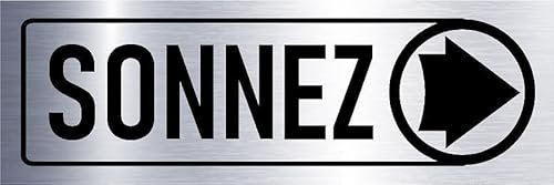 Ring, arrow pointing right, aluminium effect informational sign FR085-1mm flexible Plastic sign (150mm x 50mm)