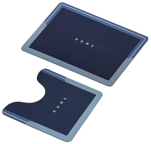 Taylor & Brown 2-Piece Non-Slip Bath & Toilet Mat | Bath Shower Floor Mat Set | Water Absorbent & Quick Drying to Keep Bathroom & Home Hygienic & Clean (Blue)