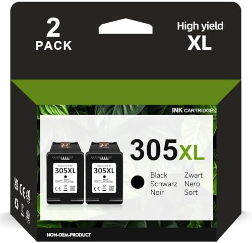 305XL cartucce d'inchiostro per HP 305 Sostituzione per HP 305 Cartucce per HP DeskJet 2700 2710 2720e 2722e 4110e Deskjet Plus 4100 4130e Envy 6000 6010e 6020e 6030e Envy Pro 6400 6420 (2 Nero)