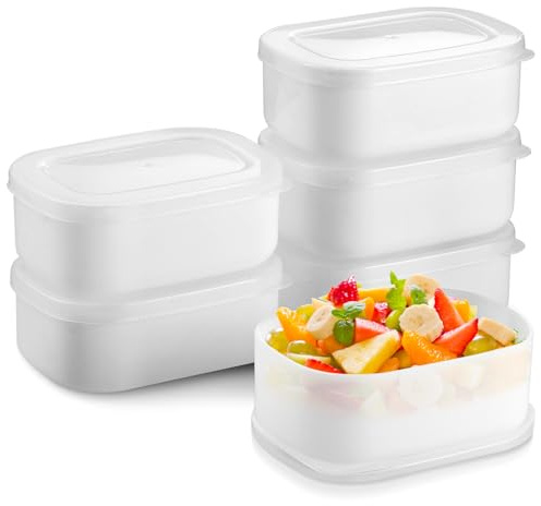 Fentar 6-Pack Small Plastic Containers with Lids, 280ML Reusable Freezer Storage Boxes, Space-saving Baby Food Containers, Snack Pots, Food Prep Containers for Baby Food, Snack, Leftover