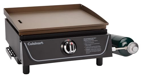 Cuisinart Gril à gaz de table de 43,2 cm, facile à assembler, barbecue extérieur plat compact avec bac à graisse, 255 m² dans l'espace de cuisson, parfait pour le camping, les hayons et les barbecues