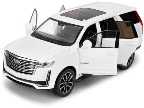 BGHSCA 1/24 scala auto modello compatibile per collezionisti Escalade SUV Diecast Toy Vehicle, lega di zinco Pull Back auto giocattolo con suono e luce per adulti ragazzi ragazze 3 4 5 6 7 8 (bianco)