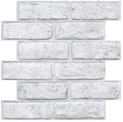 COMSTICKC Panneaux Muraux 3D Adhesif Brique Rouge, 10 Pièces, 30x30 cm, PVC Auto-Adhésif Panneaux Muraux 3D Pierre Décoration Pour Cuisine, Salle de Bains, Balcon