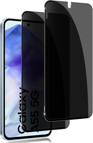 Holilo Privacy Pellicola Protettiva per Samsung Galaxy A55 5G, 2 Pezzi Anti Spy in Vetro Temperato, Pellicola Durezza 9H Protezione Schermo Sensibile Anti-Graffio